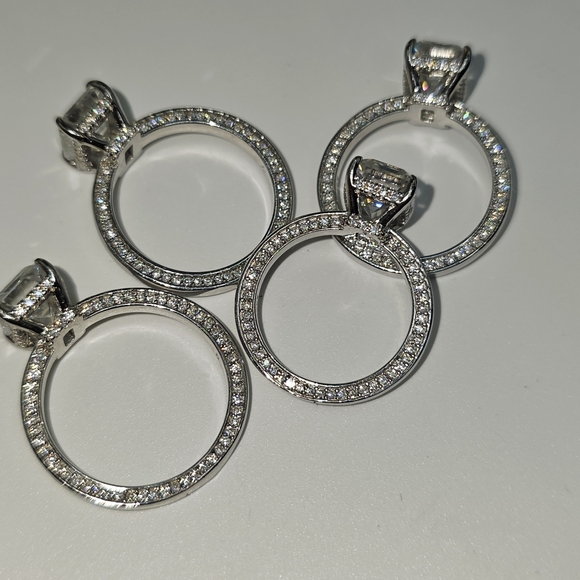 3CTW Moissanite Emerald Cut Engagement Ring . Solid S925 Silver - Picture 5 of 9